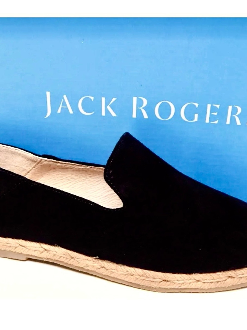 NEW Jack Rogers Audrey Women’s Size 9.5M Black Suede Flat EspadrillesIn Box $165